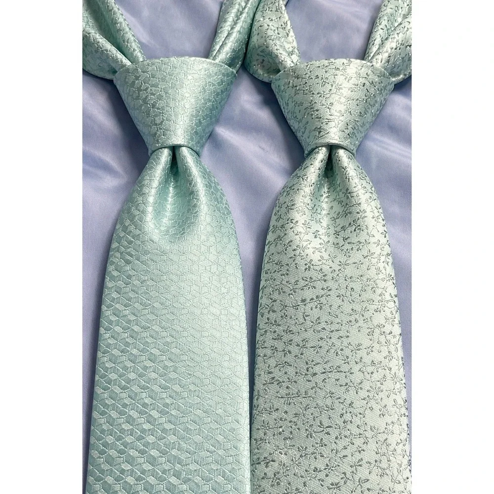 Haggar Mens Tie Mint Seafoam Green Teal Floral Jacquard